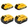 DEWALT 20V MAX Lithium Ion Battery, 2 Ah and 4 Ah, 4-Pack, Fuel Gauge LED Charge Indicators (DCB324-4)