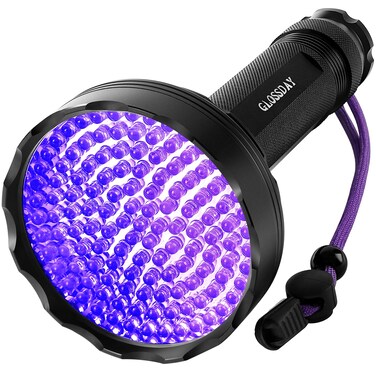GLOSSDAY Blacklight Flashlight,128 LED UV Flashlights, Upgraded Bright Ultraviolet Flashlight Professional Black Light for Dog/Cat, Hunting Scorpions