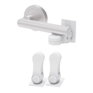 Inaya Child Proof Door Lever Lock, Baby Proofing Door Handle Lock, Minimalist Design, 3M Adhesive &amp; No DrillingNeed, Child Safety Door Handle Locks (2 Pack)