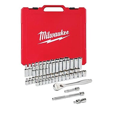 Milwaukee 932464946 3/8in Ratcheting Socket Set Metric &amp; Imperial, 56 Piece, Red