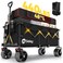 Sekey 48''L Collapsible Foldable Extended Wagon with 440lbs Weight Capacity, Heavy Duty 300L Folding Utility Garden Cart with Big All-Terrain Beach Wheels &amp; Drink Holders. Black