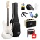 Donner Electric Guitar, DST-152 39" Electric Guitar Starter Kit HSS Pickup Coil Split, with Amp, Bag, Accessories, Polar White