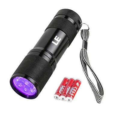 Lighting EVER Black Light Flashlight, Small UV Lights 395nm, Portable Ultraviolet Light Detector for Invisible Ink Pens, Dog Cat Pet Urine Stain, AAA Batteries Included