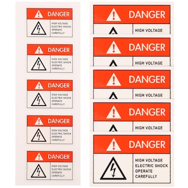 10Pcs Danger Warning Stickers High Voltage Warning Label Electrical Shock Hazard Vinyl Stickers for Factory Road(2.36x1.57inch)