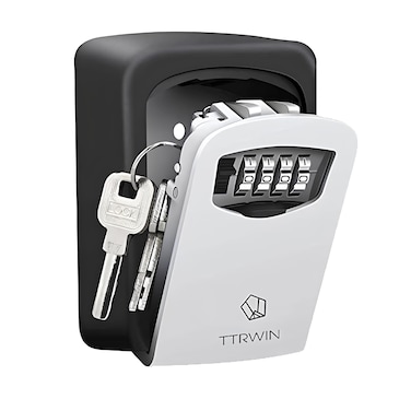 TTRWIN Key Lock Box for Outside, Resettable 4 Digit Combination Waterproof Lockbox, Key Safe Storage Security Lock Box, 5 Keys Large Capacity Wall Mounted LockBox for House Key, ID Card, Garage Key