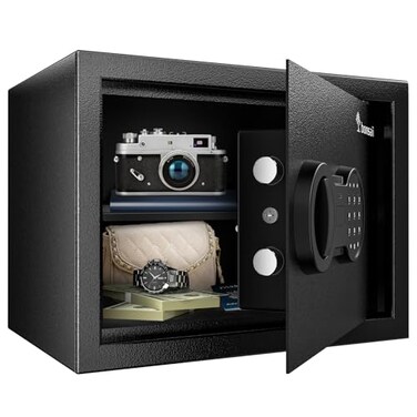 Bonsaii Safe, 0.6 Cubic Safe Box with Electronic Keypad, Removable Shelf, for Valuables Jewelry and Documents in Home, Hotel, or Business, 9.84"D x 13.78"W x 9.84"H