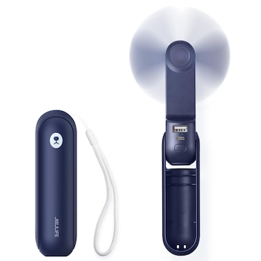 JISULIFE Portable Handheld Fan, Mini 3 In 1 with Rechargeable Battery, Personal Foldable Pocket for Travel, USB Power Bank &amp; Flashlight, Ideal Gifts for Men/Women/Family/Friends - Blue
