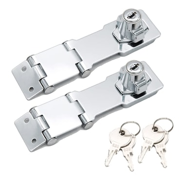WANLIAN Heavy Duty Concealed Safety Hasp Lock, 2PCS Double Hinge Keyed, Flexible Link, Stainless Steel &amp; Zinc Alloy, Indoor &amp; Outdoor Use