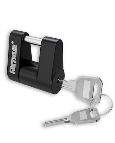 RETRUE Trailer Tongue Coupler Lock, Trailer Hitch Lock,Dia 1/4 Inch, 3/4 Inch Span for Tow Boat RV Truck Car's Coupler, Black