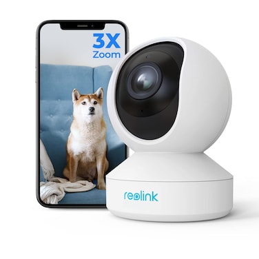 REOLINK E1 Zoom Indoor Security Camera, 2.4/5GHz Dual Band WiFi, 5MP Plug-in Pet Camera, 360 Degree Baby/Dog Monitor with 3X Optical Zoom, Auto Tracking, Person/Pet Detection,5V/2A DC