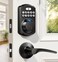 Veise Fingerprint Door Lock with 2 Lever Handles - Keyless Entry Door Lock, Electronic Keypad Deadbolt &amp; Front Door Lock Handle Sets, Auto Lock, Easy Installation, Matte Black