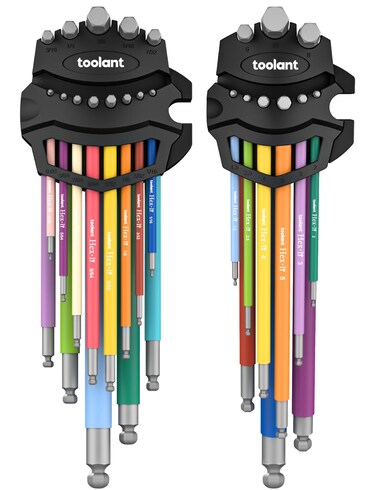 toolant Allen Wrenches Sets 22pcs(Metric&amp;SAE), Extra Long Arm Allen Key Set with Ball End, Crafted Hex Key Set with Color Coded Sleeves, Unique Patented Holder Design for Magnetizing and Demagnetizing