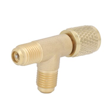 TOPINCN Quick Coupler Tee Adapter with Valve Core Brass 1/4in SAE Sturdy Structure for R22 R12 R134 Fits for Gauge Deep Vacuum Pump Manifold