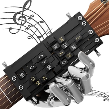 Guitar Chord Presser, Guitar Chord Trainer, Guitar Chord Helper, Guitar Aid Chords Learning Tools for Beginner, Universal Fit for 38/41 Inch Acoustic Guitars (New Black)