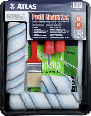 ATLAS - 8 Piece ProfiMaster Complete Painting Set, Paint Roller Kit for Painting Walls