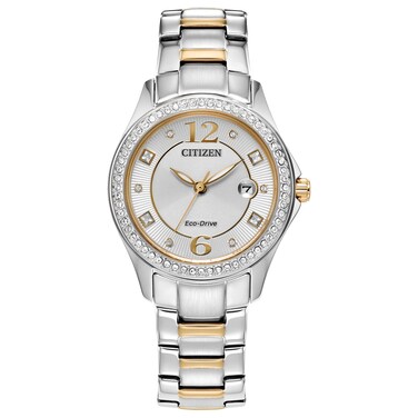 Citizen Ladies' Eco-Drive Classic Crystal Watch in Two-Tone Stainless Steel, Silver-Tone Dial