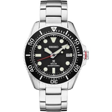 SEIKO SNE589 Watch for Men - Prospex Collection - Stainless Steel Case and Bracelet, Black Dial