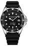 Stuhrling Original Men's Watch Dive Watch Silver 42 MM Case with Screw Down Crown Rubber Strap Water Resistant to 330 FT (Black)