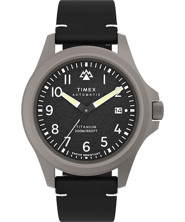 Timex Men's Expedition North Titanium Automatic 41mm Watch - Black Strap Black Dial Titanium Case