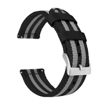 BARTON WATCH BANDS 20mm Black &amp; Smoke Bond - Two-piece Military-style Ballistic Nylon Watch Straps