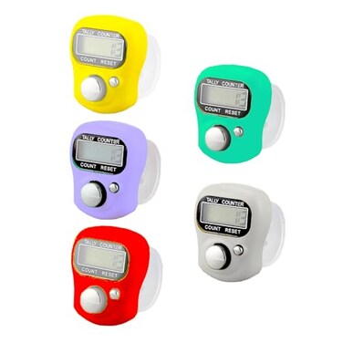 Electronic Finger Counter, Mini LCD Digital Display Hand Tally Counter 5-Digit Number Count Clicker, Resettable Counters Clickers for Knitting, Crochet, Coaching, Lap, Golf, Toddler &amp; Fidget 5 Colors