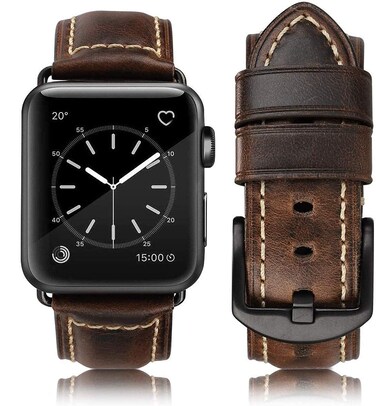 HUAFIY Leather Band Compatible for apple Watch Bands 42mm 44mm 45mm46mm49mm 38mm 40mm 41mm,Genuine Leather Watch Wristband for iWatch Ultra2 Series 10/9/8/7/6/5/4/3/2/1
