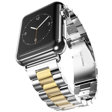 U191U Metal Bands Compatible with Apple Watch Band 41mm 40mm, Dressy Stainless Steel Chain Strap for Men iWatch Series Ultra/Ultra2/10/9/8/7/6/5/4/3/2/1 SE, Silver/Gold 42mm(series 10) 38/40/41mm