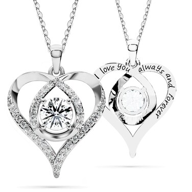 Heart Pendant Necklace for Her Moissanite Lab-Created Gem Jewelry for Women I Love You S925 Sterling Silver Gifts to Wife Girlfriend Mom Daughter Anniversary Birthday Christmas Valentines Day Petite