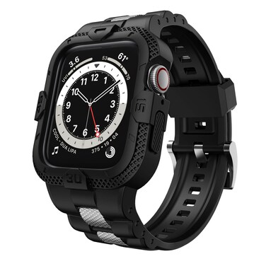 GELISHI Bands Compatible for Apple Watch Band 45mm 44mm 42mm, Men Sport Rugged Band with Protective Case for Watch Series 9 8 7/Series 6 SE 5 4 3, Black