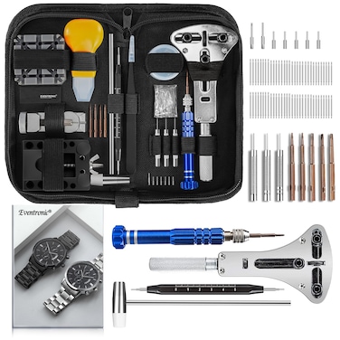 Eventronic Watch Repair Kit, Professional Watch Battery Replacement Tool, Watch Link &amp; Back Removal Tool, Spring Bar Tool Set with Carrying Case for Men Women