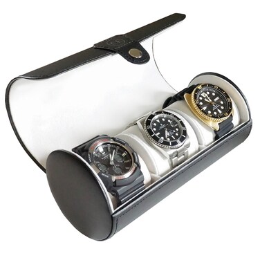 Case Elegance Travel Watch Case Roll Organizer for Men   Vegan Faux Leather Watch Display Case   Watch Display, Storage &amp; Holder   Watch Case for Men's Watch Collection   Watch Holder for Men   Black
