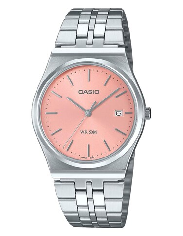 Casio Men's Analog Silver-Tone Stainless Steel Watch, 35mm, MTPB145D-4VT