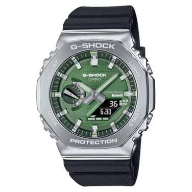 G-Shock Casio G-Steel Solar Connected Green Dial Black Resin Strap Watch - GBM2100A-1A3