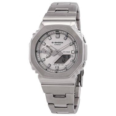 Casio G-Shock Octagonal Silver Dial Stainless Steel Watch GM2110D-7A