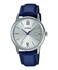 Casio MTP-V002L-2B3 Men's Standard Dress Analog Blue Leather Band Silver Dial Date Watchh