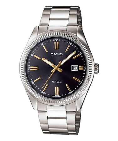 Casio LTP1302D-1A2V Women's Enticer Fluted Bezel Stainless Steel Black Dial 3-Hand Analog Watch