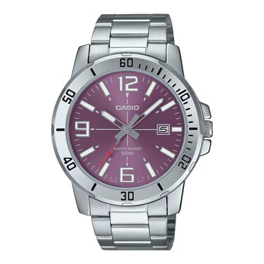 Casio MTP-VD01D-6BV Men's Enticer Stainless Steel Purple Dial Casual Analog Sporty Watch