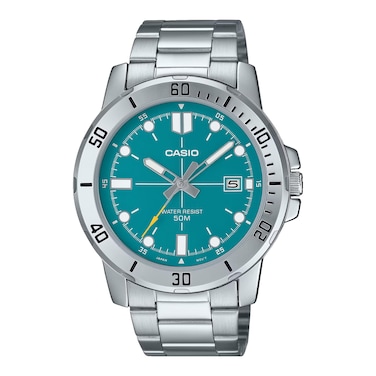 Casio MTP-VD01D-3E2V Men&#39;s Enticer Stainless Steel Jade Green Dial Casual Analog Sporty Watch