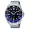 Casio MDV107D-1A2V Men's Stainless Steel 200M Black/Blue Bezel Black Dial 3-Hand Anlog Dive Watch