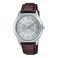 Casio MTP-V006L-7C Men's Leather Band 24 Hour Silver Index Dial Day Date 3-Hand Analog Watch