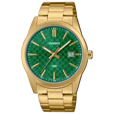 Casio MTP-VD03G-3A Men's Standard Gold Tone Stanless Steel Green Dial 3-Hand Analog Watch