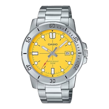 Casio MTP-VD01D-9EV Men's Enticer Stainless Steel Yellow Dial Casual Analog Sporty Watch