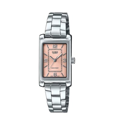 Casio LTP-1234DD-4A Women's Rectangular Standard Classic Stainless Steel Pink Dial Dress Watch