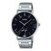 Casio MTP-VT01DM-1A Men's Stainless Steel Minimalistic Black Marbled Dial 3-Hand Analog Watch