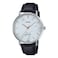 Casio MTP-VT01LM-7A Men's Minimalistic White Marbled Dial Leather Band 3-Hand Analog Watch