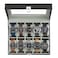 SONGMICS Watch Box, 10-Slot Watch Case with Large Glass Lid, Removable Watch Pillows, Watch Box Organizer, Gift for Loved Ones, Black Synthetic Leather, Gray Lining UJWB010BK