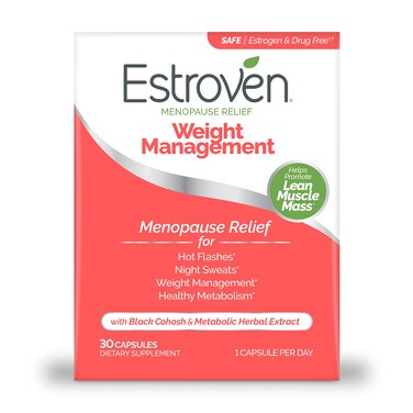 Estroven Weight Management for Menopause Relief - 30 Ct. - Clinically Proven Ingredients Help Manage Weight, Provide Night Sweats &amp; Hot Flash Relief - Drug-Free &amp; Gluten-Free Caplets