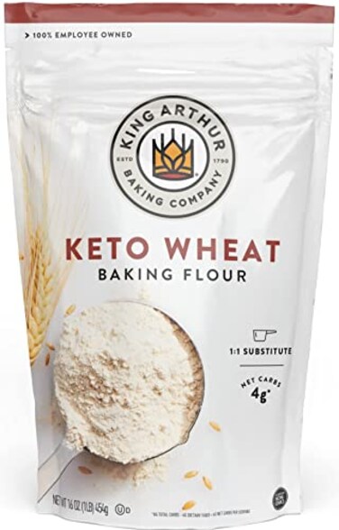 King Arthur Keto Wheat Flour Blend: Low-Carb Baking Solution for Bread &amp; More - Non-GMO, 1:1 All-Purpose Flour Substitute - 16 oz Resealable Bag - Perfect for Keto Diet &amp; Reduced Carb Intake