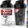 VELOMIX -2 Pack- 20 oz Protein Shaker Bottles for Protein Mixes - 2x Wire Whisk   Leak Proof Shaker Cups for Protein Shakes and Pre Workout   Protein Shaker Bottle Pack   Protein Mixer Cup
