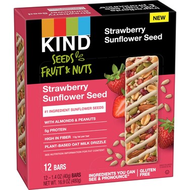 KIND Seeds Fruit &amp; Nuts Snack Bar, Strawberry Sunflower Seed   5g Protein, High Fiber, Gluten Free Bars, 1.4 OZ, 12 Count